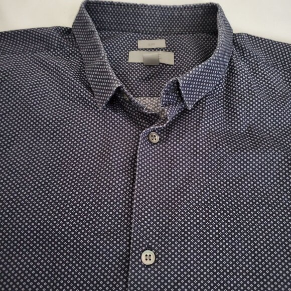 COS Men's Slim Fit Printed Navy Blue And White Long Sleeve Shirt Size 15 3/4 - Picture 4 of 10